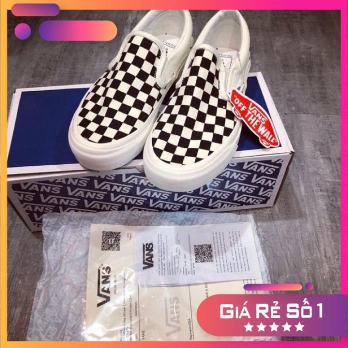 Giày thể thao van caro, giày lười slip on nam nữ full box Giày thể thao van caro buộc dây, giày bata van caro classic 🦑
