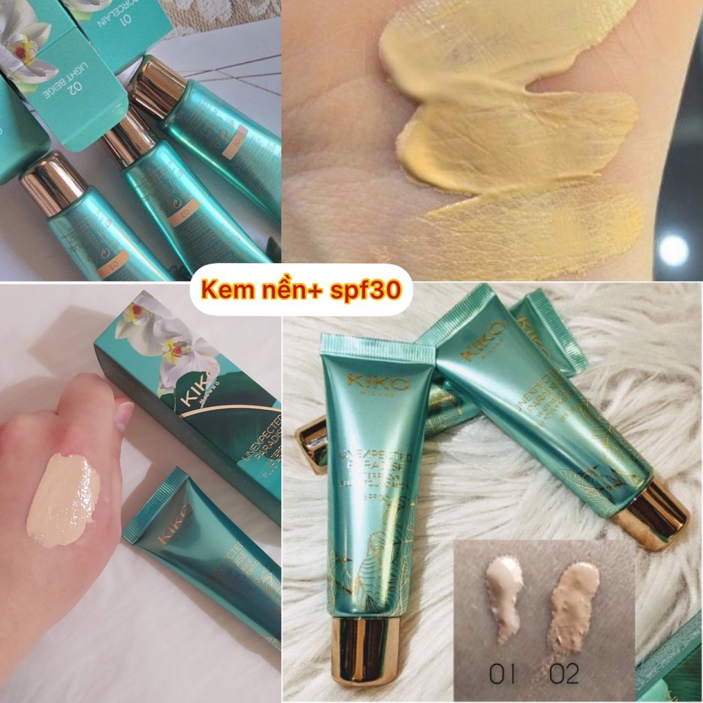 Kem nền chống nắng spf 30 - chống nước - mồ hôi - đều màu da - kiko Unexpected Paradise Waterproof - Kiko Italy