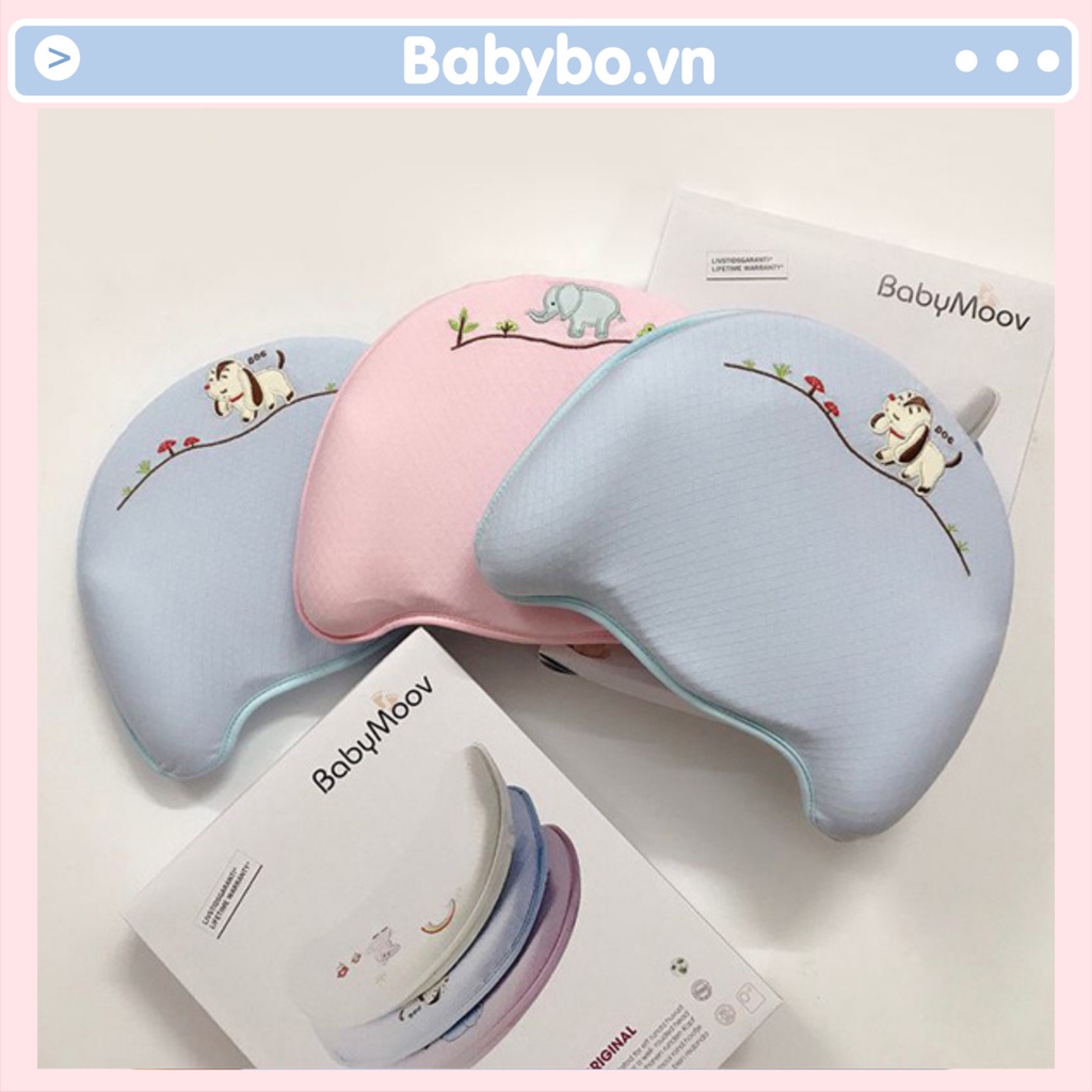 Gối sơ sinh, gối cao su non chống méo đầu siêu mềm BabyMoov cho bé