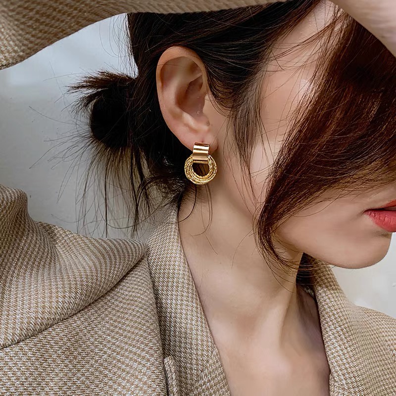 Bông Tai Tròn Nhiều Lớp Hàn Quốc Bạc S925 Sang Chảnh Mainia Shop