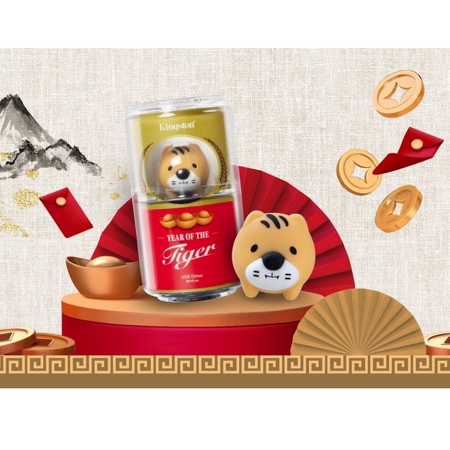 USB Mạ vàng Kingston 64GB The Year Of Tiger 2022 Limited Edition Tốc độ 200Mb/s, USB chính hãng hình hổ - VPMAX