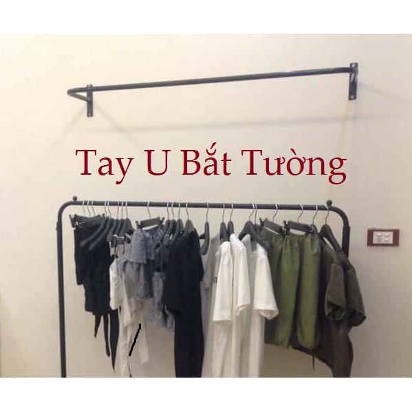 giá treo quần áo,khung treo quần áo chữ U bắn tường, khung U đen, kích thước 1m, 1,2m, 1,5m sơn tĩnh điện,kèm vít,tắc tê