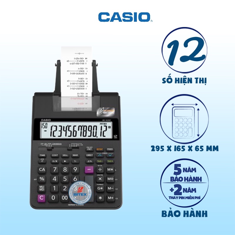 Máy Tính in giấy Casio HR-100RC Chính Hãng