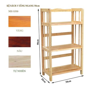 Kệ Sách Gỗ 3 Tầng 50cm-Kệ Gỗ Cao Su