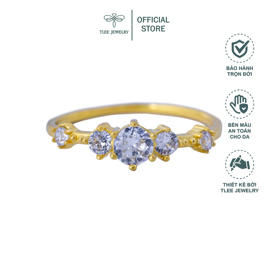 Nhẫn bạc nữ TLEE Snow Princess Fre mạ vàng 14k đính đá cao cấp TleeJewelry A0139