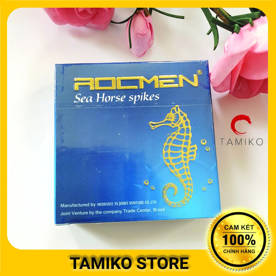 Bao Cao Su ROCMEN Cá Ngựa xanh - Gân Bi Gai lớn - Xuất xứ Brazil-Hộp 3 Cái
