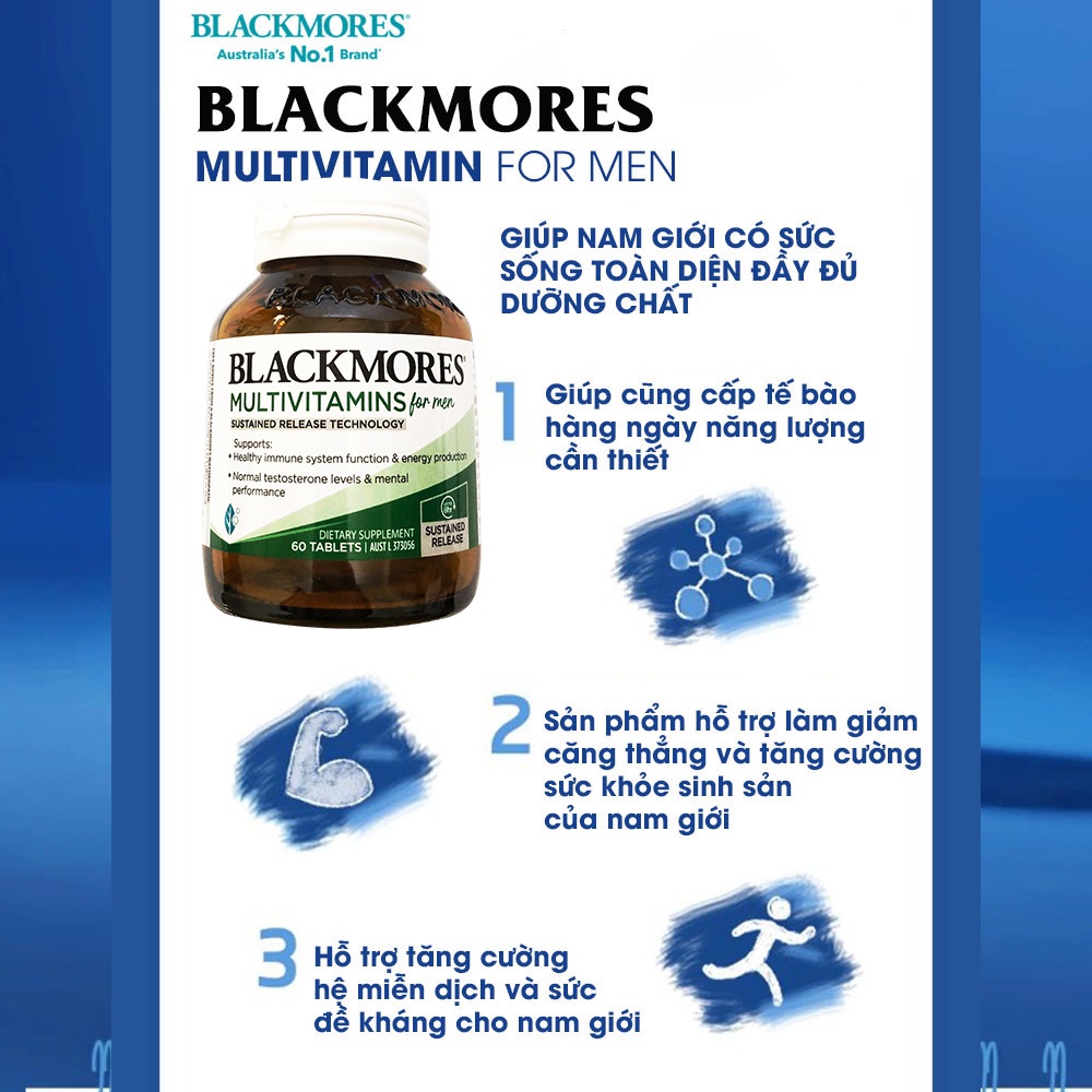 Vitamin tổng hợp Multivitamin for Men Exclusive Blackmores 50, 60 viên giúp tăng cường sức đề kháng, sinh lực nam giới