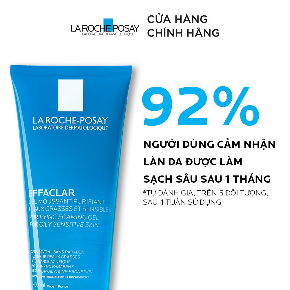 Gel rửa mặt tạo bọt làm sạch dành cho da dầu nhạy cảm La Roche-Posay Effaclar Foaming Gel 50ml