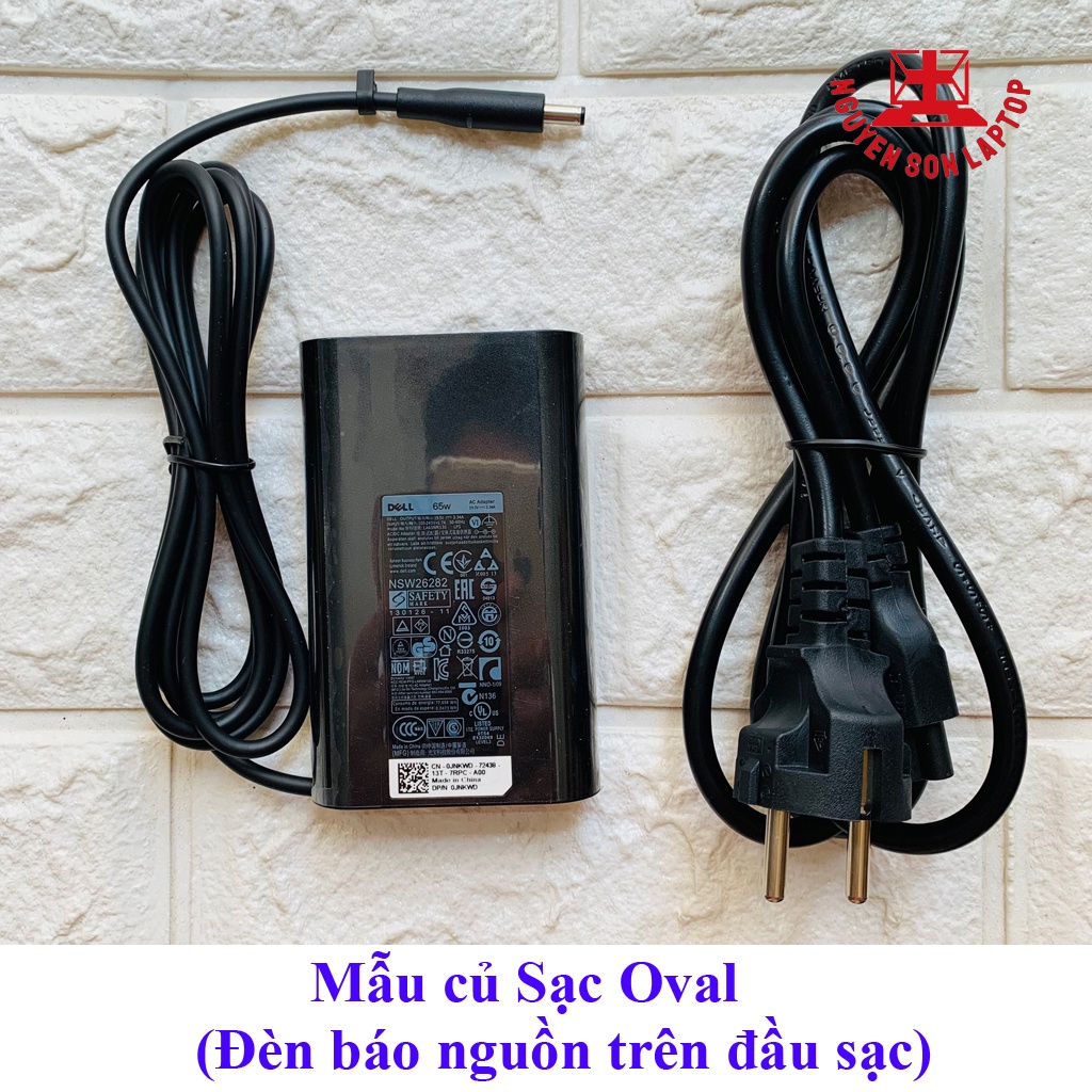 Sạc Laptop Dell Oval - 65W - 19.5v 3.34a - Đầu kim nhỏ 4.5*3.0mm Vostro 3568 5468 3480 3490 3590 XPS 13 9350 9360