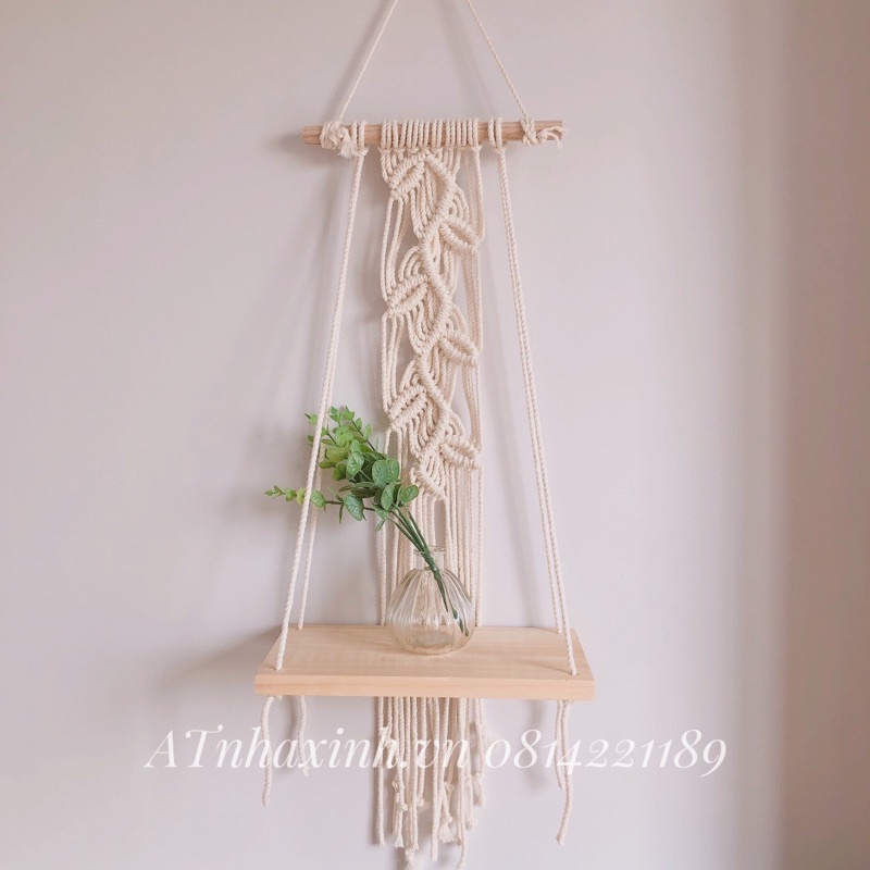 MIỄN SHIP mã K1, Kệ gỗ treo tường tết macrame trang trí phòng đồ decor nội thất