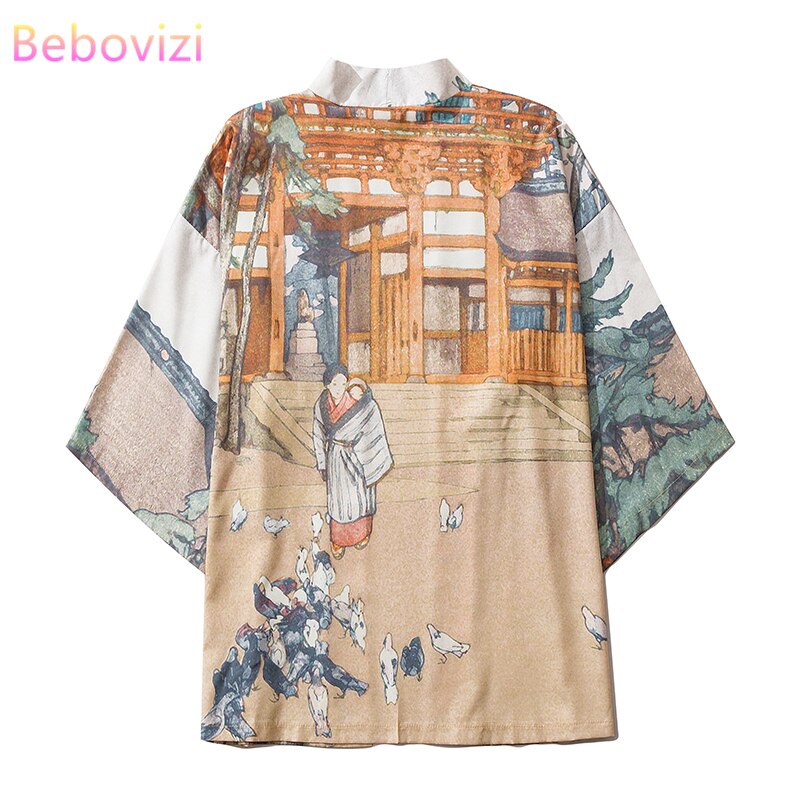 M-XXL Ukiyoe Kimono Cosplay for Mens Women Japanese Style Cartoon Streetwear Robe Summer Japan Cardigan Top Yukata Haori Clothes