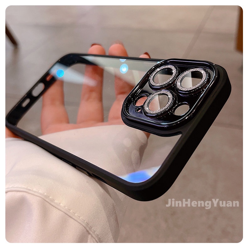 Ốp Điện Thoại Trong Suốt Mạ Viền Sang Trọng Chống Sốc Bảo Vệ Ống Kính Máy Ảnh Cho IPhone 14 Plus 12 13 11 Pro Max