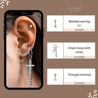 Khuyên xỏ bi khuyên BTS khuyên tam giác minimal thép y tế không gỉ X7