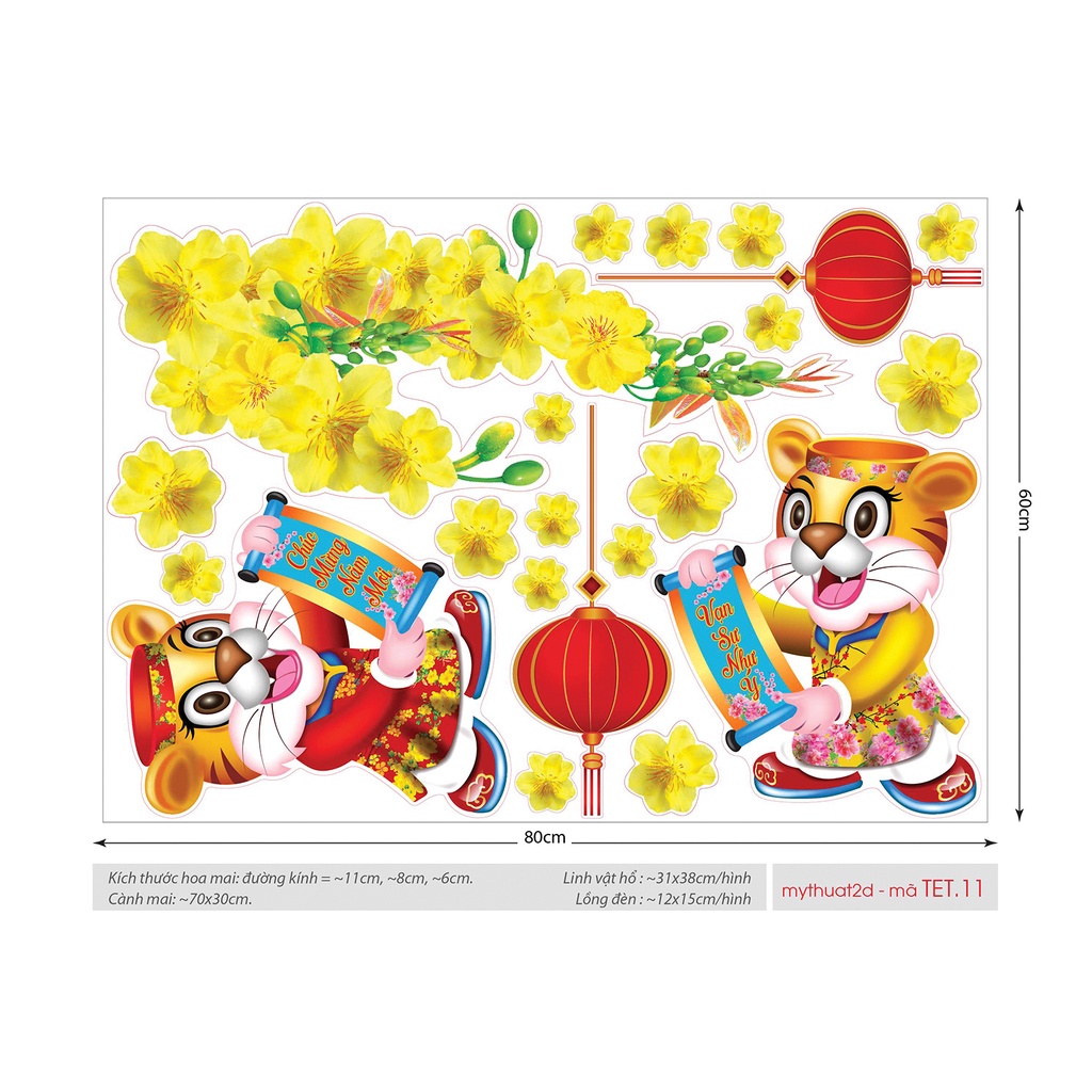 [NHIỀU MẪU] Decal trang trí tết Xuân 2022 hoa mai đào, bộ mẫu TET.5791112 | BigBuy360 - bigbuy360.vn