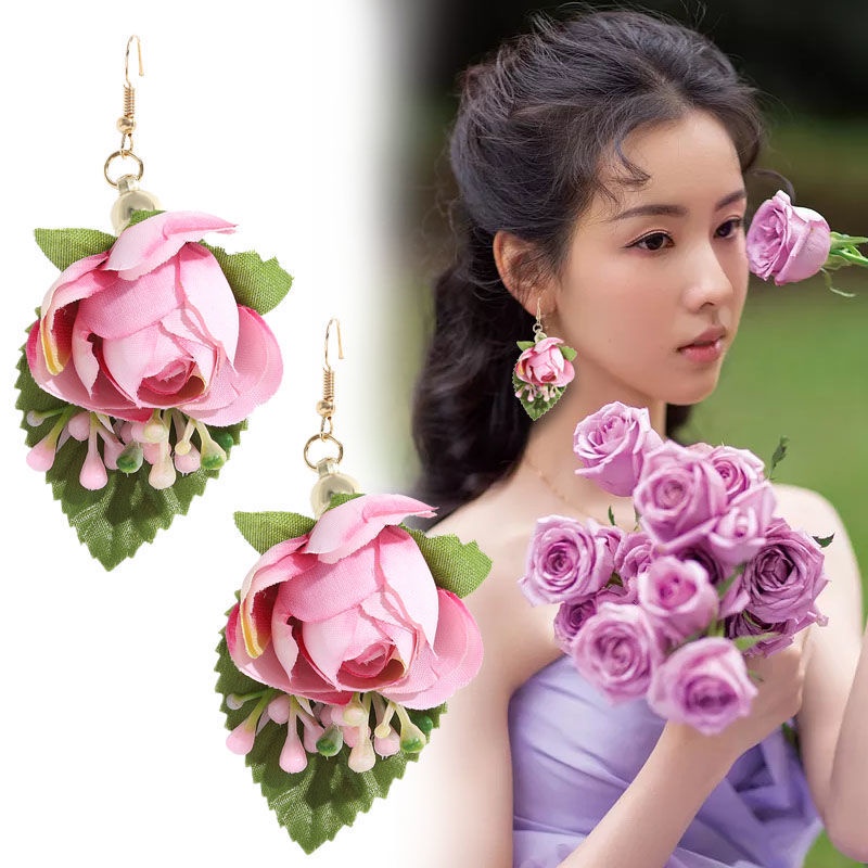 [Aishang Đẹp] Bông Tai Hoa Vải Thủ Công Phong Cách Dân Tộc Thời Thượng Cho Nữ