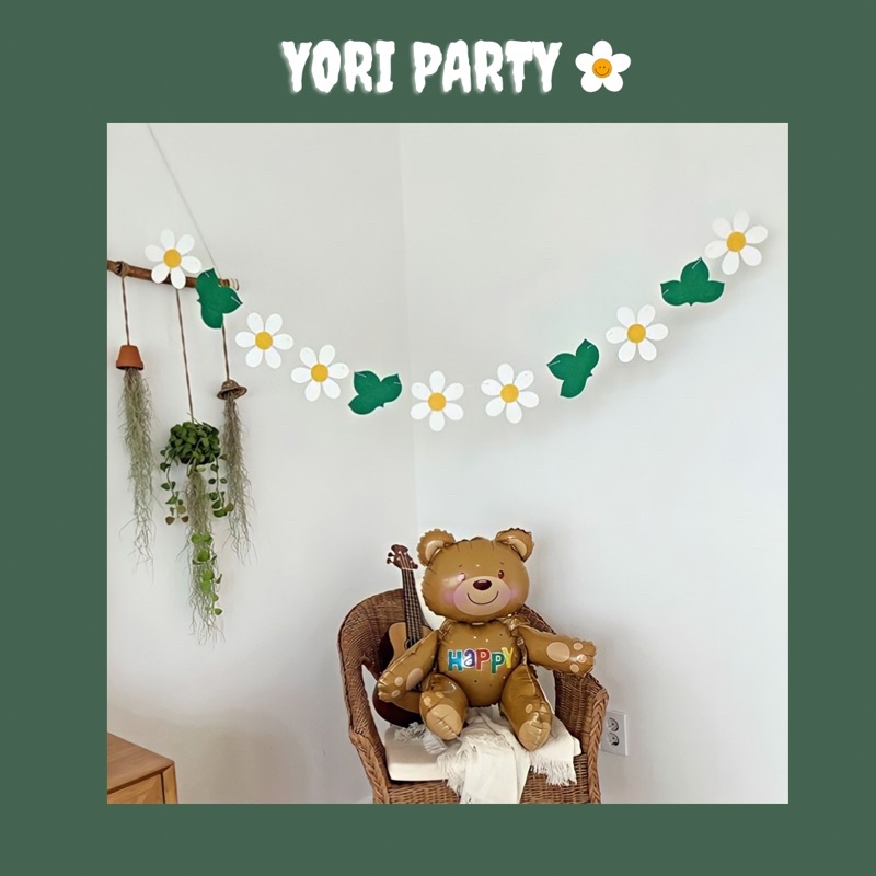 Dây Cờ Bông Cúc Trắng Trang Trí Sinh Nhật Đáng Yêu - Yori Party