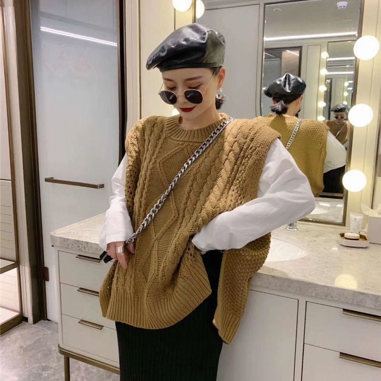 Áo Sweater dệt kim cổ tròn dáng rộng ấm áp thời trang cho nữ | BigBuy360 - bigbuy360.vn