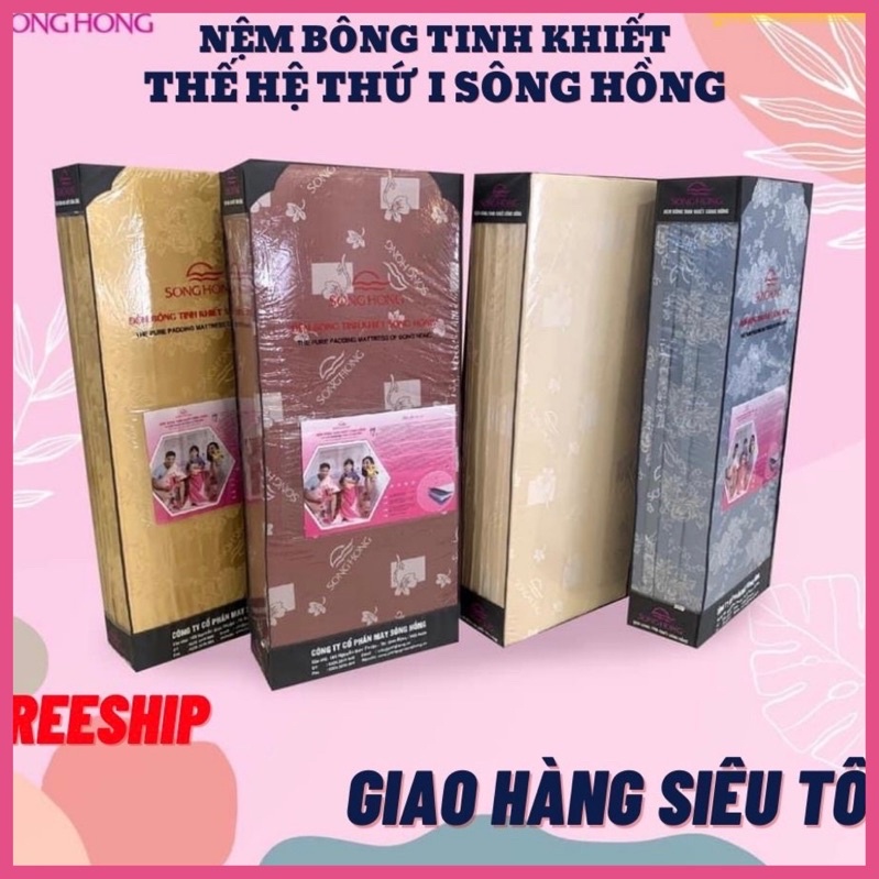 Đệm bông ép sông hồng vải gấm ( 120cm x190cm )
