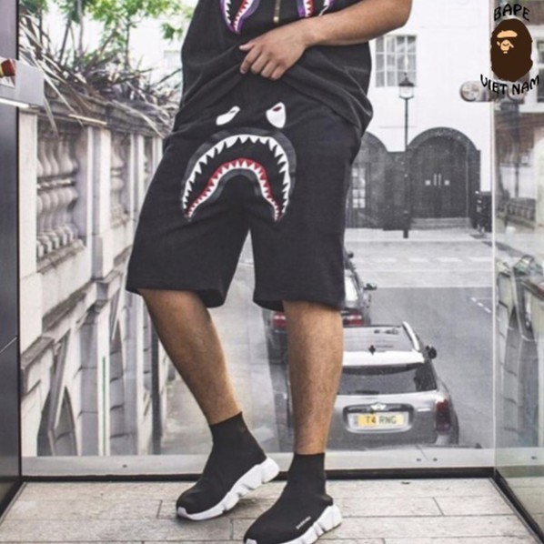 Short Bape Double Shark black, Quần đùi Bape Cá Mập Shark SS2020 Bape Việt Nam