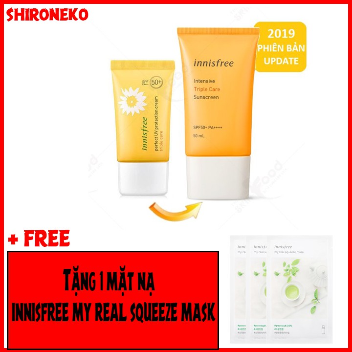 [TẶNG MẶT NẠ] Kem Chống Innisfree TRIPLE CARE Sunscreen SPF50+/PA++++