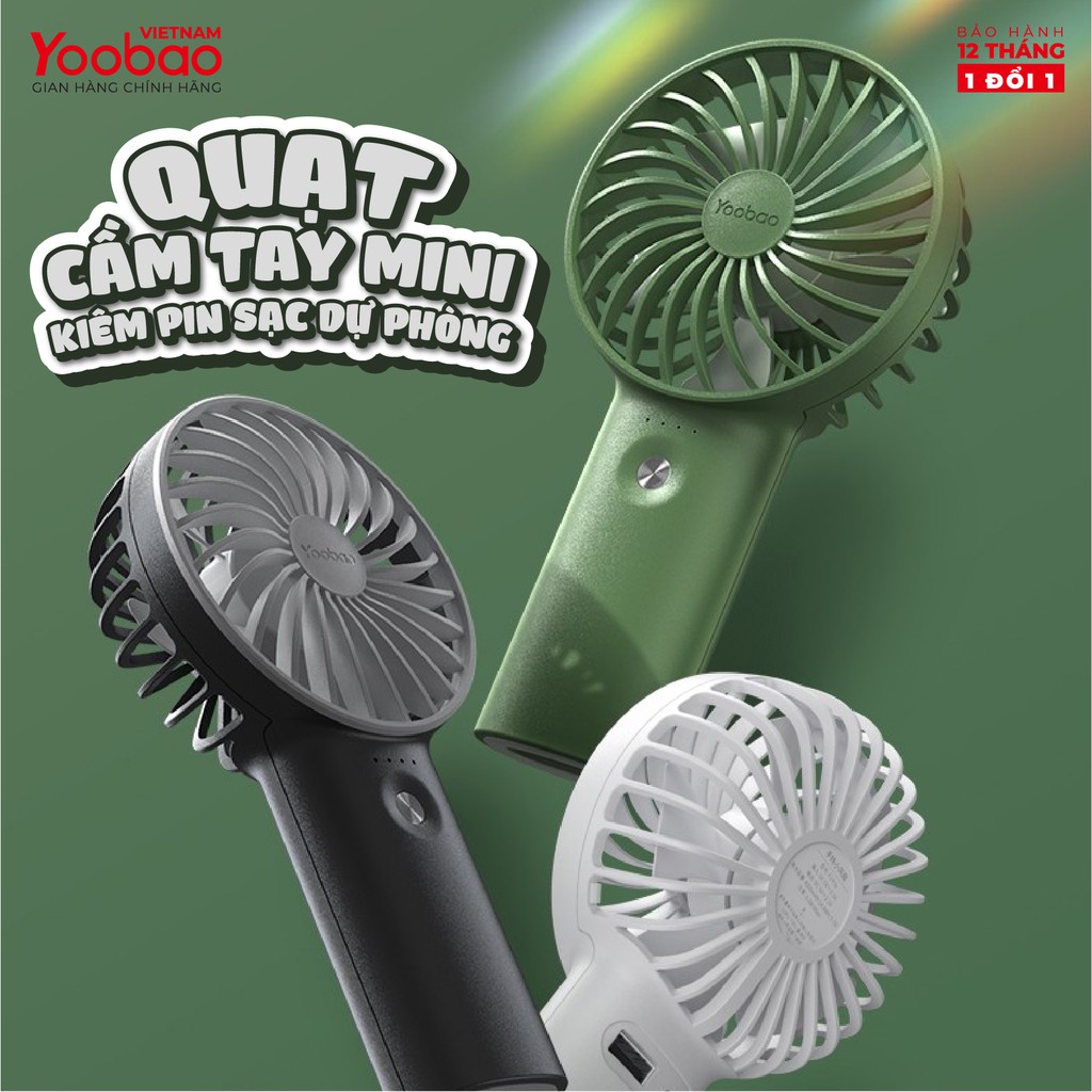 Quạt sạc mini để bàn làm việc YOOBAO F3 Pro 6000/5000mAh Kiêm sạc dự phòng - Hàng chính hãng - Bảo hành 12 tháng 1 đổi 1 | BigBuy360 - bigbuy360.vn
