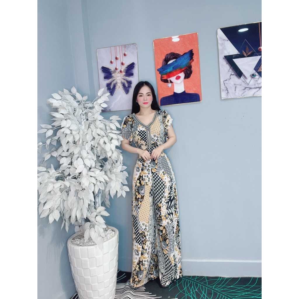 Jumpsuit Dài Lụa Mango 295 sale 250💝FREESHIP💝 Lụa Mango 💝 Jumsuit dài ống rộng quý phái đẳng cấp