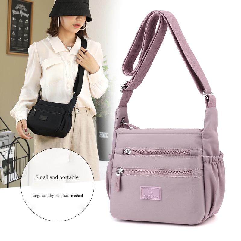 Túi Đeo Chéo Hình Vuông Cỡ Nhỏ Chất Nylon Thiết Kế Đơn Giản Thời Trang Cho Nữ