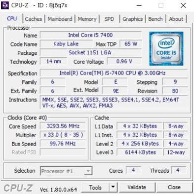 (giá khai trương) CPU Intel i5 7400 cũ 3.0-3.5 GHz socket 1151