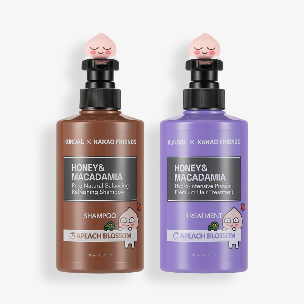 Bộ dầu gội và dầu xả KUNDAL chiết xuất thành phần tự nhiên in họa tiết KAKAO FRIENDS dễ thương 500ml