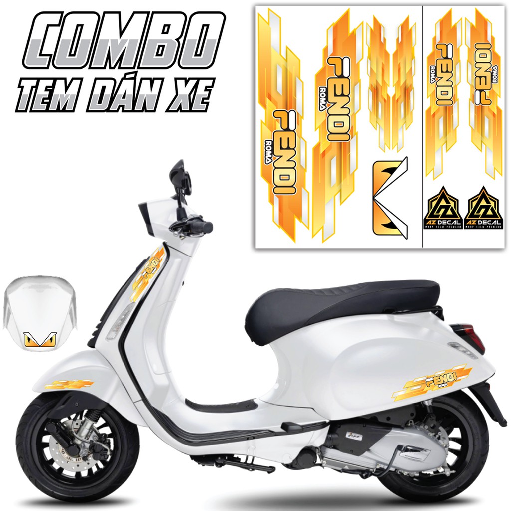 Combo Tem Dán Xe CBV112 FENDI PATTERN | Dán Trang Trí Cho Mọi Dòng Xe Máy, Xe Điện