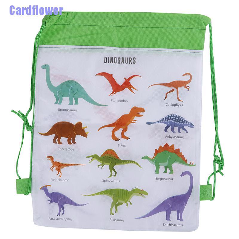 Cardflower  Dinosaur Gift Bag Non-woven Bag Backpack Kids Travel School Drawstring Bags