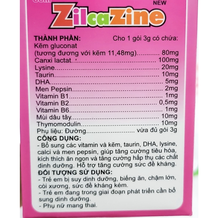 ZilcaZine Cốm Bổ Sung Vitamin, Kháng Chất Cho Xương Và Não Bé - Mua 10 tặng 1