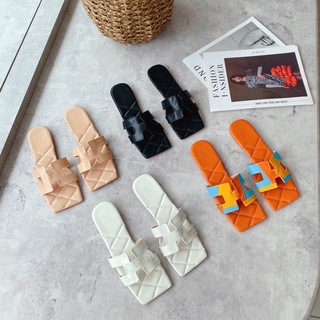 Dép nữ quai ngang Toffly / Dép mũi vuông quai ngang chữ H chần ô siêu êm