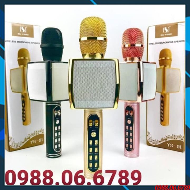 Míc Karaoke Cao Cấp YS91⚡FREE SHIP⚡có Nút ghi âm, phát đoạn đã ghi âm - Nút chỉnh Tone để giả giọng - có Hiệu ứng vỗ tay