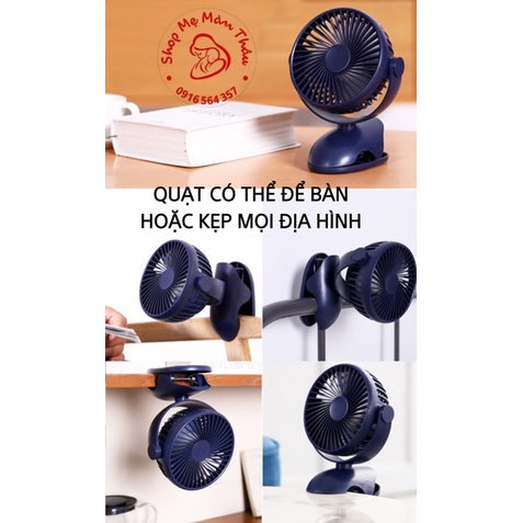 [Dung lượng lớn]Quạt mini quạt kẹp bàn tích điện pin 10000 mAh siêu mát