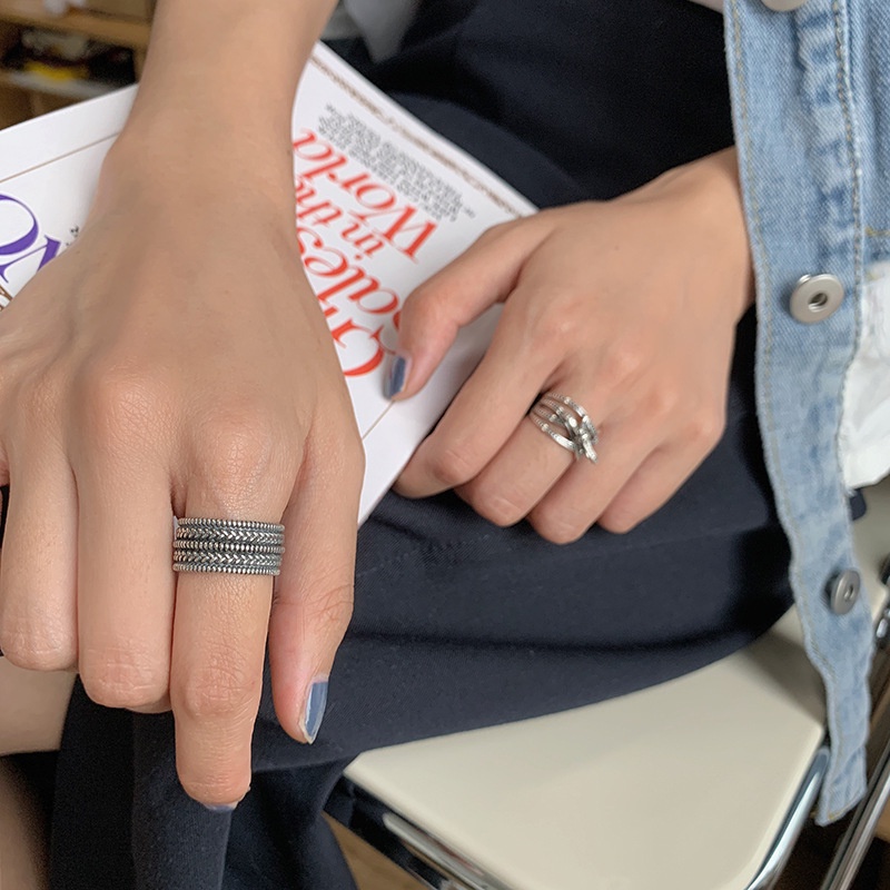 Nhẫn Đeo Tay Nhiều Lớp Màu Bạc Hình Nơ Phong Cách Punk Cổ Điển Thời Trang Cho Nam Và Nữ
