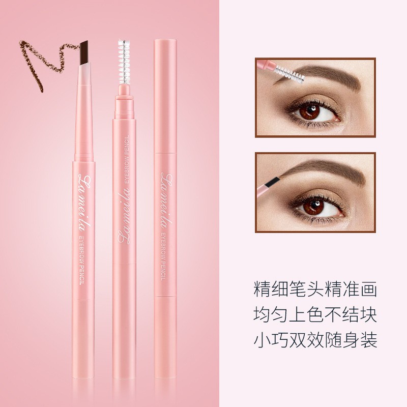 Chì Kẻ Mày Hàn Quốc Vỏ Hồng 2 Đầu Không Thấm Nước Lâu Trôi Lameila Eyebrown Km14