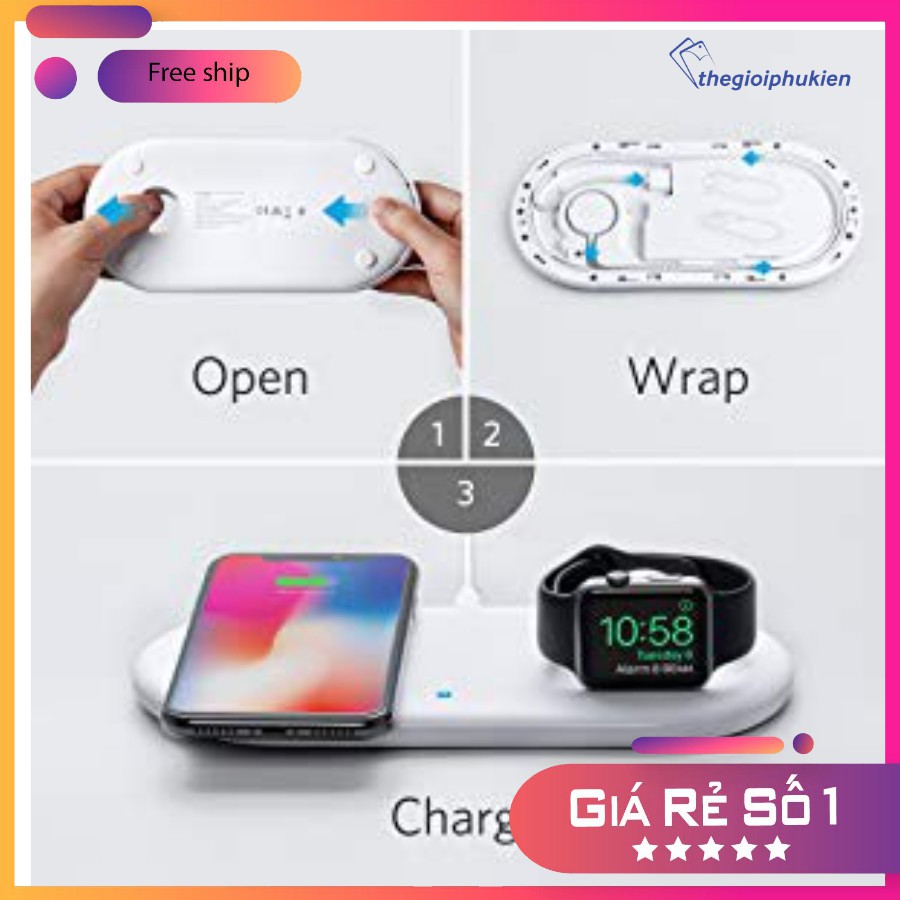 Đế sạc không dây 2 in 1 Anker PowerWave + Pad Sạc cùng lúc iPhone và Apple Watch