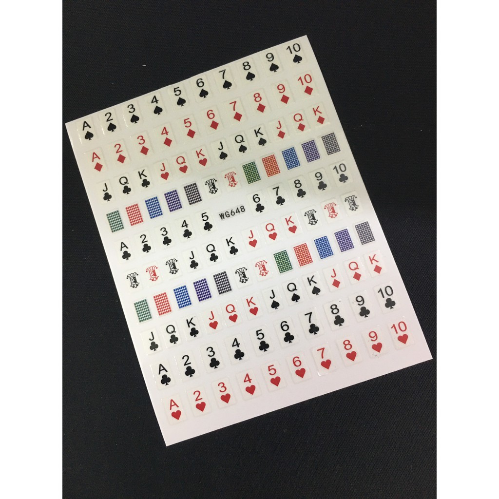 Sticker dán móng hình quân bài