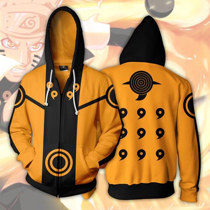 Áo Khoác Hoodie Phối Khóa Kéo In Họa Tiết Naruto 3d | BigBuy360 - bigbuy360.vn