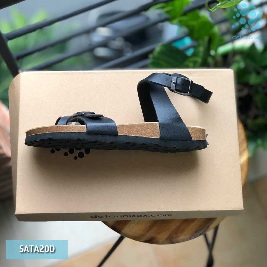 Dép sandal quai hậu nữ xỏ ngón đế trấu VNXK màu đen – SATA20 HÀNG FULLBOX  - Dép văn phòng