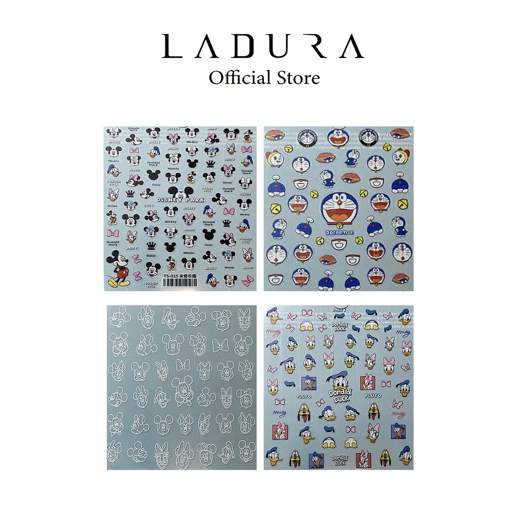 Sticker nail lụa hoạt hình 5D LADURA