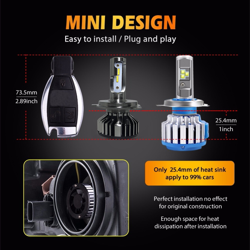 Bóng Đèn Pha Led 20000LM 4500K 8000K 3000K HB3 HB4 9005 9006 H3 H1 H8 H7 H4 H11 H9 9012 110W Chuyên Dụng Cho Xe Hơi