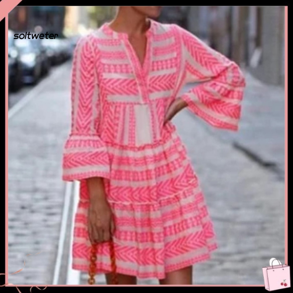 Đầm Chữ A Mini In Họa Tiết Thời Trang Mùa Hè Cho Nữ