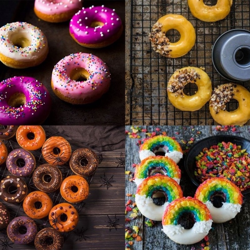 Khuôn Làm Bánh Donut 6 Ngăn Bằng Silicone Chịu Nhiệt Không Dính An Toàn