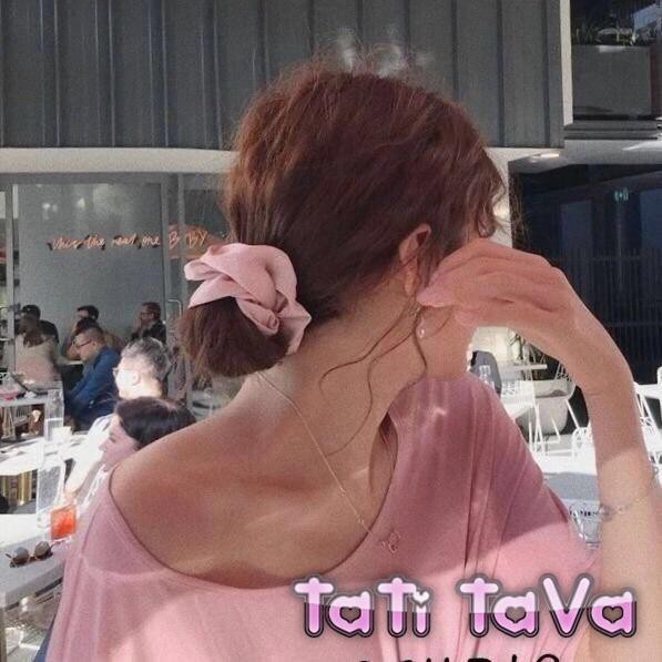 Cột tóc hot scrunchies trơn màu vải đẹp Tatitava