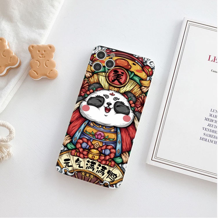 Ốp iphone cạnh vuông GẤU TRÚC thần tài cho ip 6/8/7/plus/x/xr/xsmax/12 pro max/11pro max/13 pro max-nt068