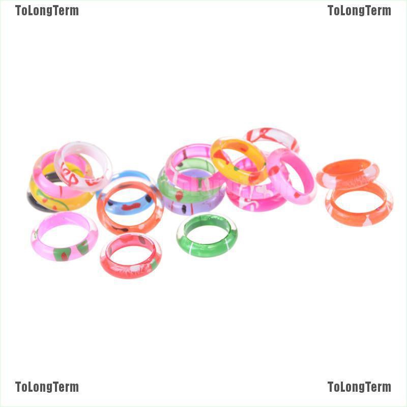 Set 10 Nhẫn Nhựa Acrylic Nhiều Màu Cho Bé