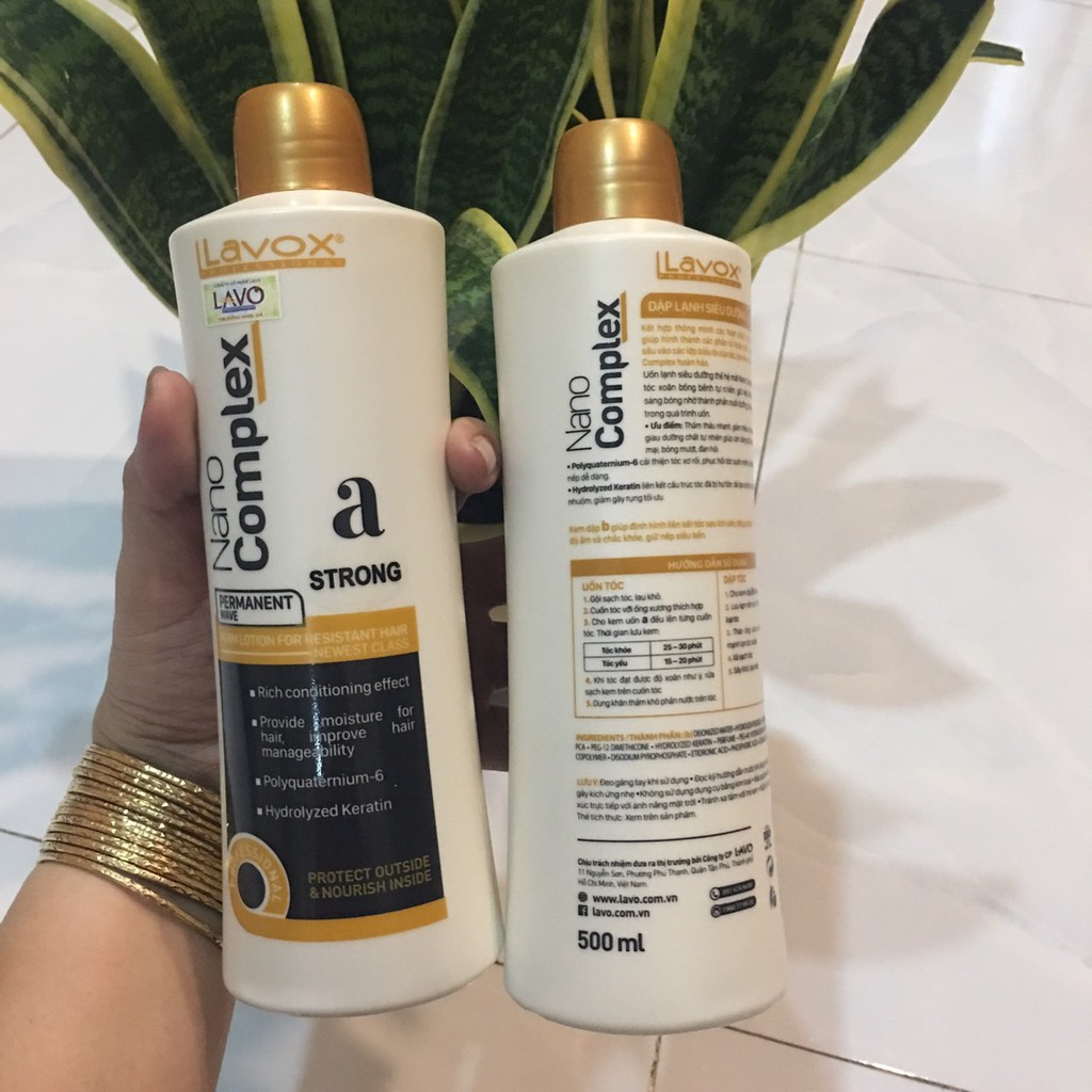 Cặp thuốc uốn vạn năng Keratin Nano COMPLEX LAVOX 500mlx2 ( New )