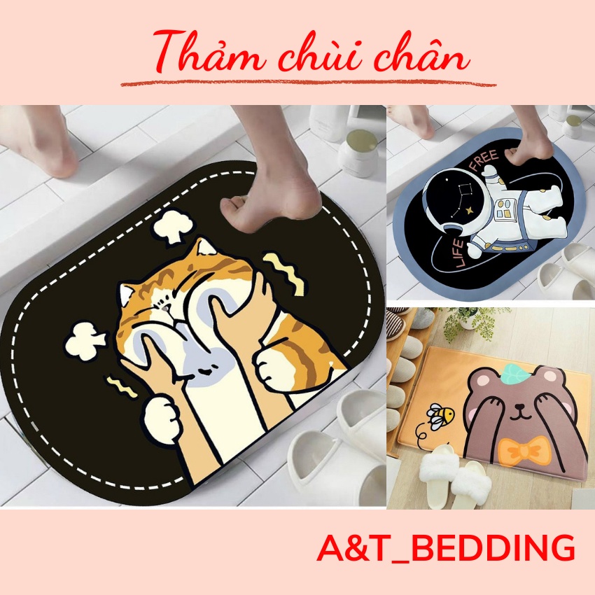 Thảm lau chân 2022, Thảm chùi chân chống trơn trượt, bám sàn (thấm nước chống trượt KT 40x60cm)